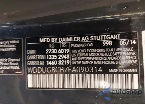 2015 Mercedes-Benz S 550 z USA, uszkodzony, nr VIN WDDUG8CB7FA090314